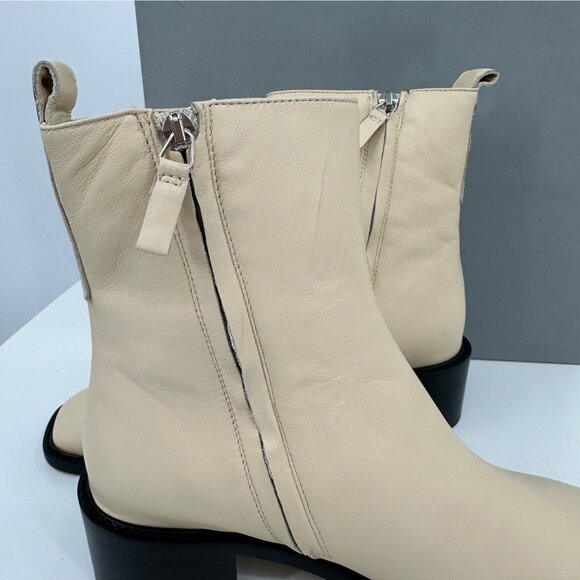 Everlane The City Boot in Cream Leather 8.5 Women's Side Zip Block Heel Ankle - Picture 4 of 9
